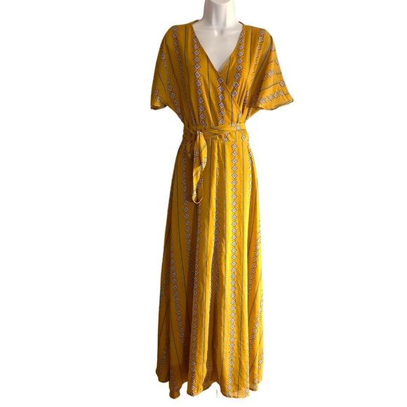 Wishlist Mustard Kimono Maxi Dress - Size L - Picture 2 of 9